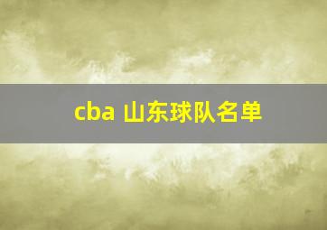 cba 山东球队名单